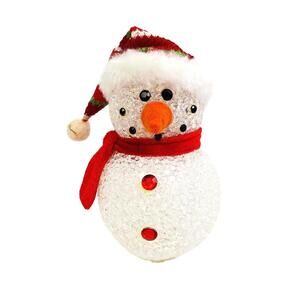 Popcorn Light Up Snowman Color Changing 6"‎ Cloth & Yarn Clothes Pre Owned